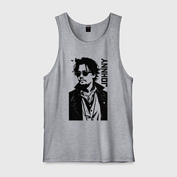 Майка мужская хлопок Johnny Depp - graphics, цвет: меланж