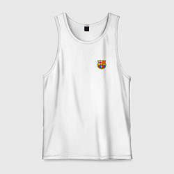 Майка мужская хлопок ФК Барселона эмблема, цвет: белый