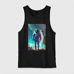 Мужская майка Космонавт на планете динозавров - нейросеть