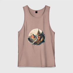 Майка мужская хлопок Горы в стиле моротай, цвет: пыльно-розовый