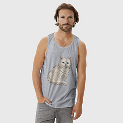 Майка мужская хлопок Вышивка Кот, цвет: меланж — фото 2