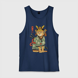 Майка мужская хлопок Samurai battle cat, цвет: тёмно-синий