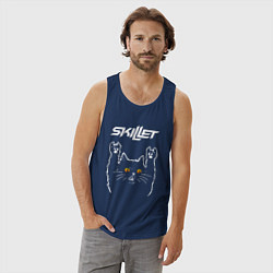 Майка мужская хлопок Skillet rock cat, цвет: тёмно-синий — фото 2