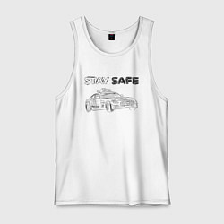 Майка мужская хлопок Stay safe black, цвет: белый