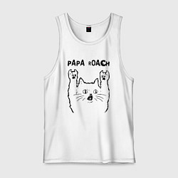 Майка мужская хлопок Papa Roach - rock cat, цвет: белый