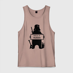 Майка мужская хлопок Россия медведь балалайка водка ушанка, цвет: пыльно-розовый