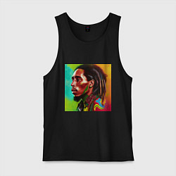 Мужская майка Разноцветный цифровой арт Боб Марли