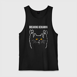 Майка мужская хлопок Breaking Benjamin rock cat, цвет: черный