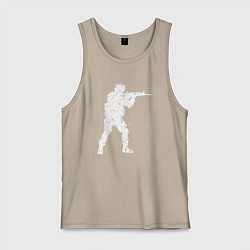 Майка мужская хлопок Soldier counter strike, цвет: миндальный