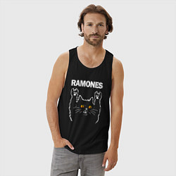 Майка мужская хлопок Ramones rock cat, цвет: черный — фото 2