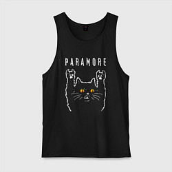 Майка мужская хлопок Paramore rock cat, цвет: черный