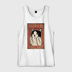 Мужская майка I do what I want кот и фак