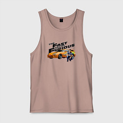 Майка мужская хлопок Пол Уокер Toyota supra MK4, цвет: пыльно-розовый