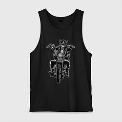 Майка мужская хлопок Skull biker with beer, цвет: черный