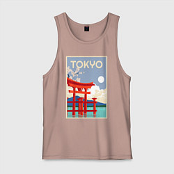 Майка мужская хлопок Tokyo - japan, цвет: пыльно-розовый