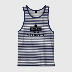 Майка мужская хлопок Верь мне я охранник, цвет: синяя тельняшка
