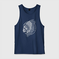 Майка мужская хлопок Индеец в перьях, цвет: тёмно-синий