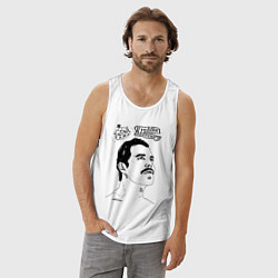 Майка мужская хлопок Freddie Mercury head, цвет: белый — фото 2