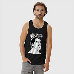 Майка мужская хлопок Freddie Mercury head, цвет: черный — фото 2