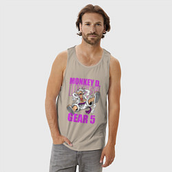 Майка мужская хлопок Луффи - гир 5, цвет: миндальный — фото 2