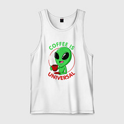 Майка мужская хлопок Coffee is universal, цвет: белый