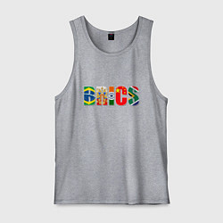 Майка мужская хлопок Надпись: BRICS, цвет: меланж