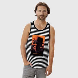 Майка мужская хлопок Взгляд Оппенгеймера, цвет: черная тельняшка — фото 2