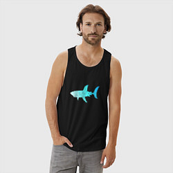 Майка мужская хлопок Акула лазурный градиент цвета моря, цвет: черный — фото 2
