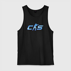 Майка мужская хлопок CS2 blue logo, цвет: черный