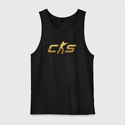 Майка мужская хлопок CS 2 gold logo, цвет: черный