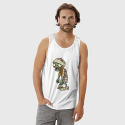 Майка мужская хлопок Зомби-мумия, цвет: белый — фото 2