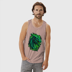 Майка мужская хлопок Дракон 2024 зеленый, цвет: пыльно-розовый — фото 2