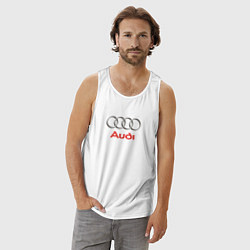 Майка мужская хлопок Audi brend, цвет: белый — фото 2