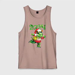 Майка мужская хлопок Новогодний дракон 2024, цвет: пыльно-розовый