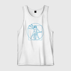 Майка мужская хлопок Витрувианский гитарист, цвет: белый