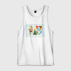 Мужская майка Снеговик и заяц