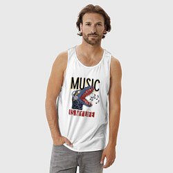 Майка мужская хлопок Music is my live, цвет: белый — фото 2