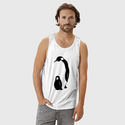 Майка мужская хлопок Пингвин с пингвинёнком, цвет: белый — фото 2