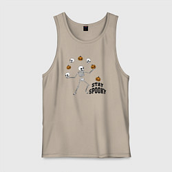 Майка мужская хлопок Stay spooky, цвет: миндальный