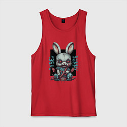 Майка мужская хлопок Киберпанк зайчик, цвет: красный