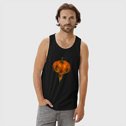 Майка мужская хлопок Halloween pumpkin, цвет: черный — фото 2