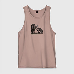 Майка мужская хлопок Ежик и кактус, цвет: пыльно-розовый