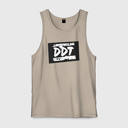 Майка мужская хлопок ДДТ - логотип, цвет: миндальный