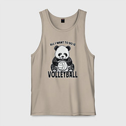 Майка мужская хлопок Panda volleyball, цвет: миндальный