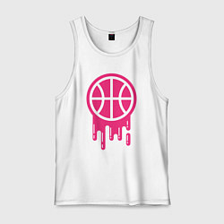 Майка мужская хлопок Pink basketball, цвет: белый
