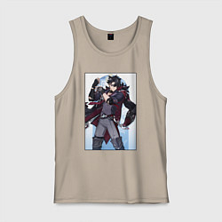 Майка мужская хлопок Ризли Геншин импакт, цвет: миндальный