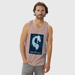 Майка мужская хлопок Мононоке волчица, цвет: пыльно-розовый — фото 2