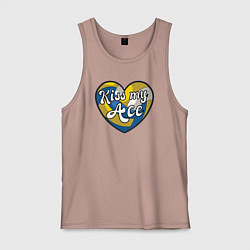 Майка мужская хлопок Kiss my ace ball, цвет: пыльно-розовый