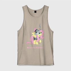 Майка мужская хлопок Флаттершай на страже добра, цвет: миндальный