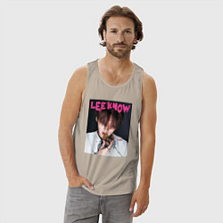 Майка мужская хлопок Lee Know Rock Star Stray Kids, цвет: миндальный — фото 2